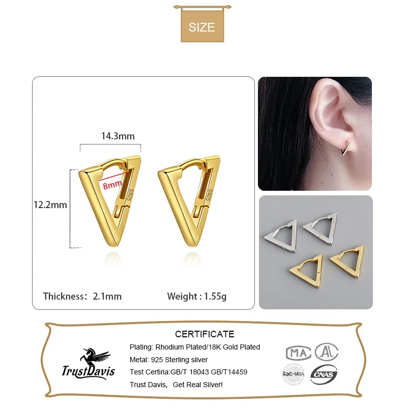 Minimalist Geometric Triangle Gothic Hoop Earrings DA737