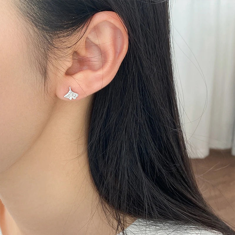TrustDavi 925 Sterling Silver Fashion Leaf Stud Earrings for Women Daughter Girls Birthday Gift Fine Jewelry Earrings DS4164