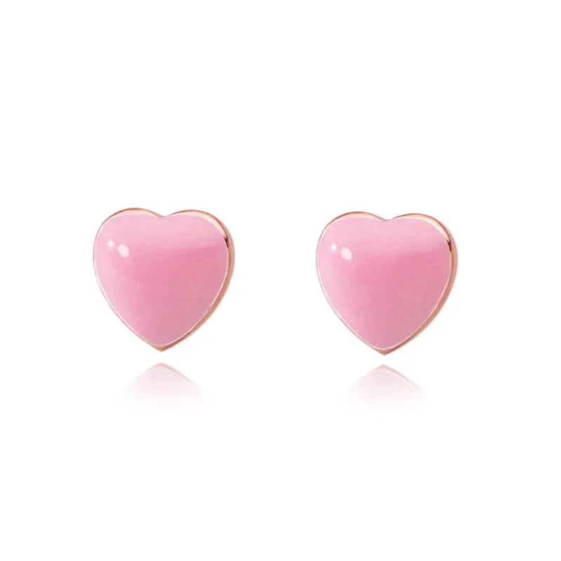 Trustdavis Girls Real 925 Sterling Silver Sweet Heart Stud Earrings Girls Daughter Birthday Party Gift Jewelry DS4279