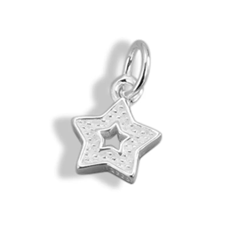 TrustDavis Real 925 Sterling Silver Sweet Heart Stars Moon Charm Pendant Handmade DIY Accessories Fine Jewelry Wholesale DZ1787