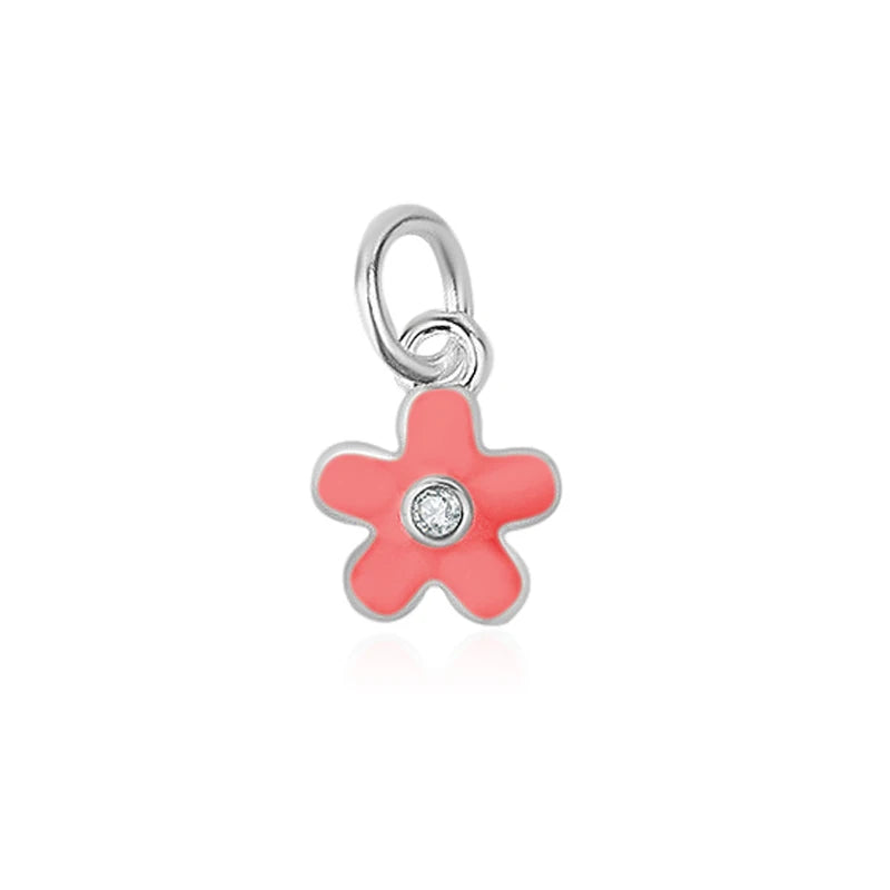 TrustDavis Real 925 Sterling Silver Fashion Drip Gum Flower Charm Pendant Handmade DIY Accessories Fine Jewelry Wholesale HY047