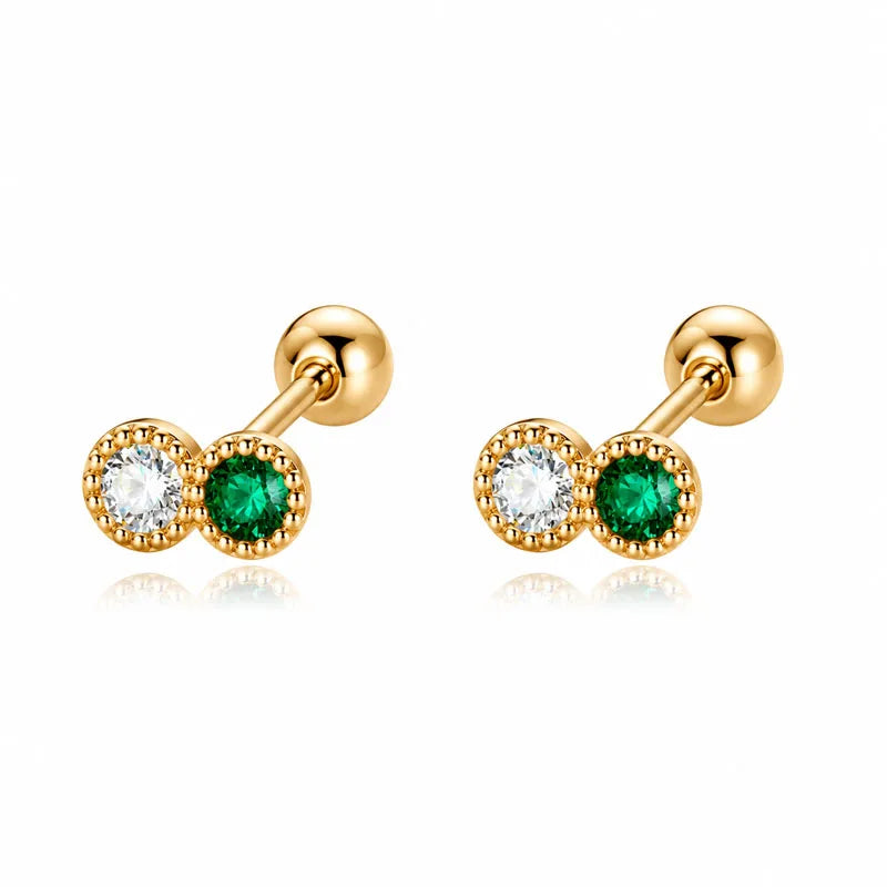 Double-color Zircon Stud Earrings DS1912