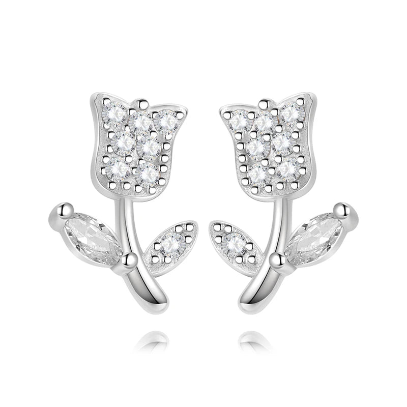 TrustDavis Real 925 Sterling Silver Sweet Light Luxury Rose Stud Earrings for Women Children Baby Minimalist Jewelry DA3233