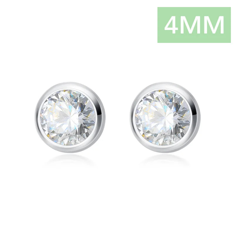 TrustDavis 925 Sterling Silver Tiny Dazzling Round CZ 4mm 5mm 6mm Stud Earring For Women Girls Kids Silver 925 Jewelry Gift DT55