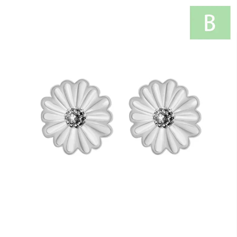 Real 925 Sterling Silver Charm Flower Stud Earrings DS4635