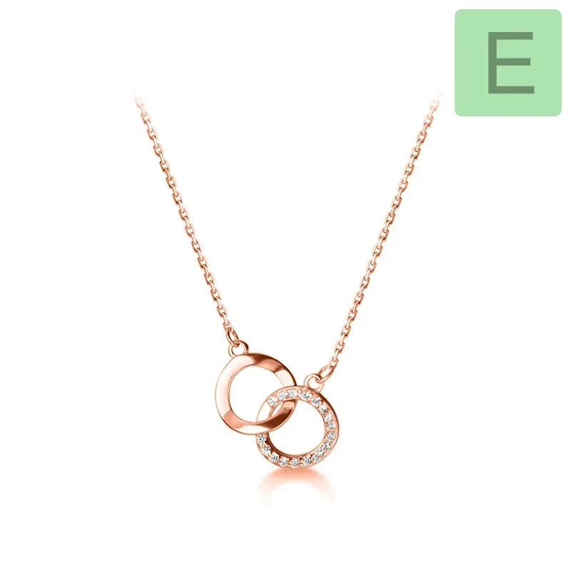 TrustDavis Real 925 Sterling Silver Sweet Double Round Heart Cross CZ Pendant Necklace For Women Wedding Fine Jewelry DA2486