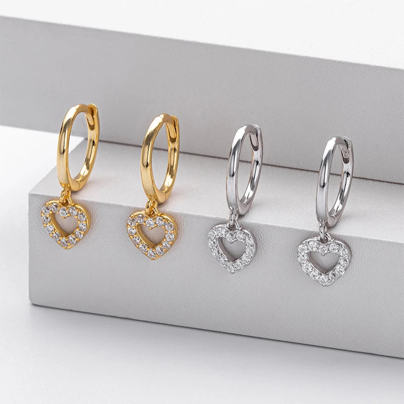 Heart-shaped Zircon Drop Earrings for Women Gift Jewelry DS4230