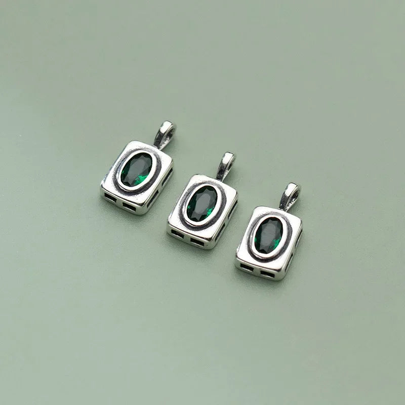 Green CZ Rectangle Pendant HY844