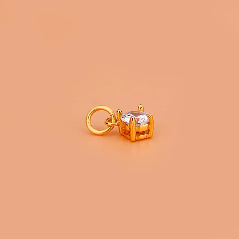 TrustDavis Real 925 Sterling Silver Simple Mini Square CZ Charm Pendant Handmade DIY Accessories Fine Jewelry Wholesale HY046