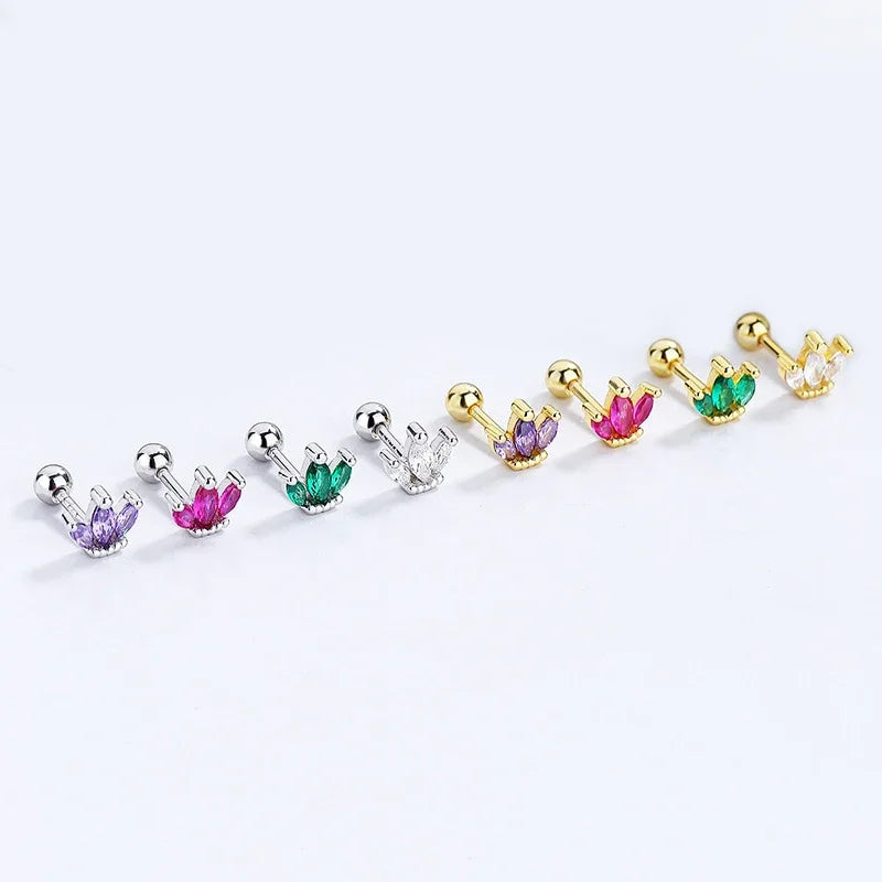 Trustdavis Real 925 Sterling Silver Fashion Horse Eye Colour CZ Beads Screw Earring For Women Wedding Party Fine Jewelry DG0093