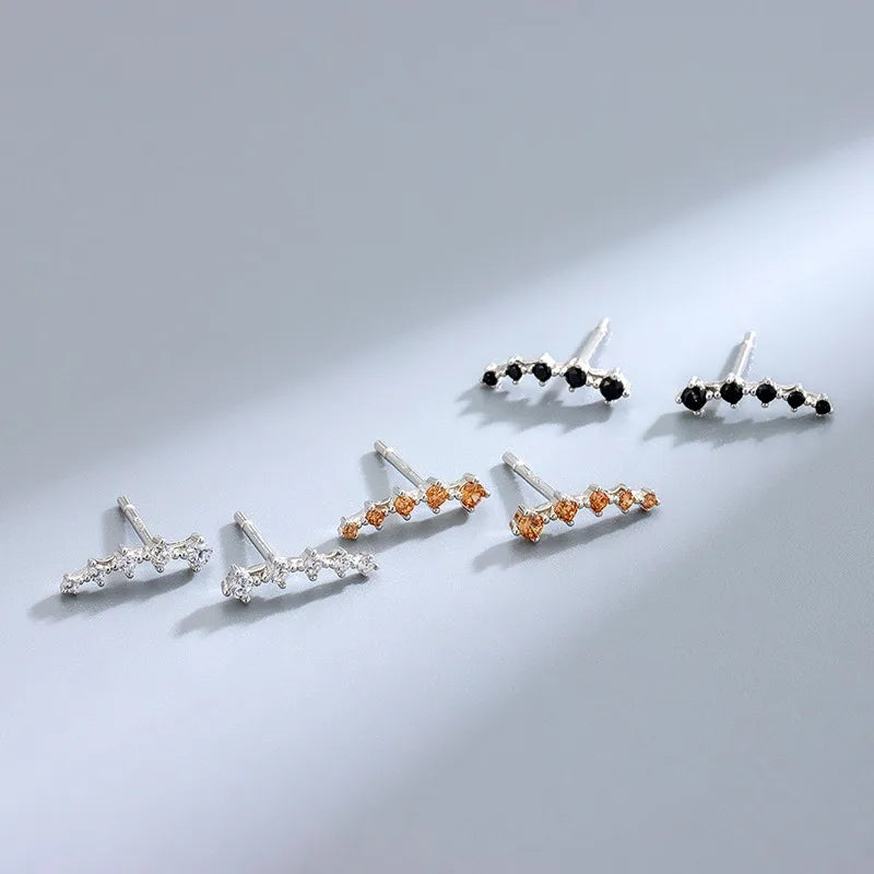 Fashion Unique Curved Colored Zircon Stud Earrings for Women DS4971