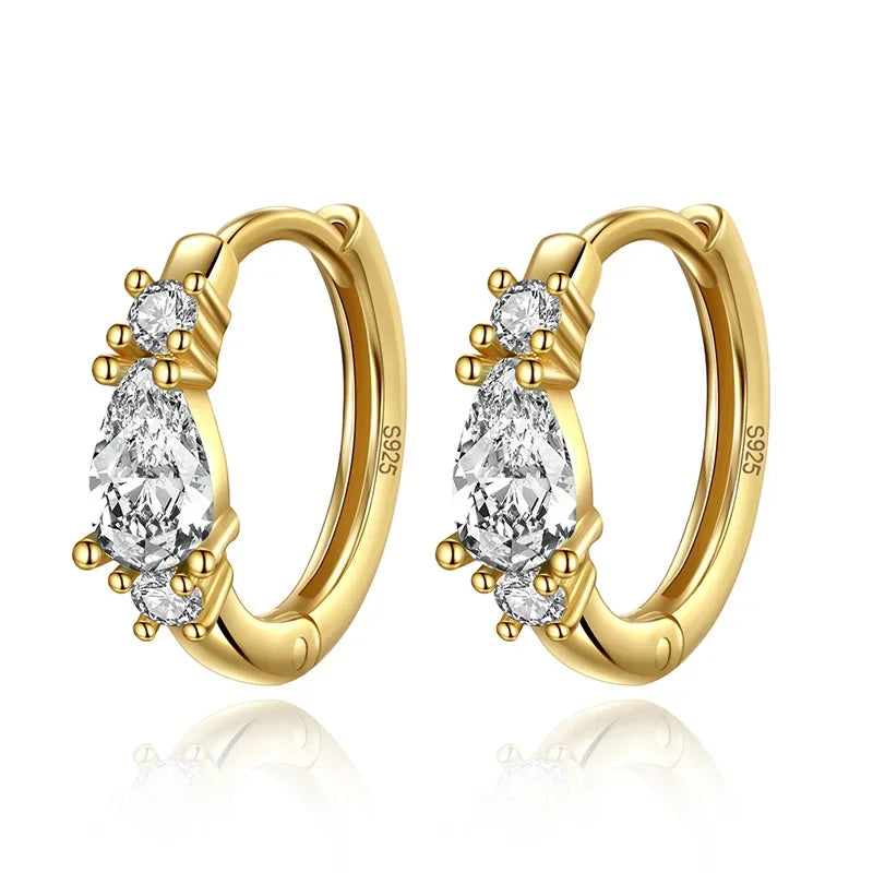 TrustDavis Real 925 Sterling Silver Water Drop Hoop Earrings For Women Wedding Christmas Gift Fine Dazzling CZ Jewelry DA2735