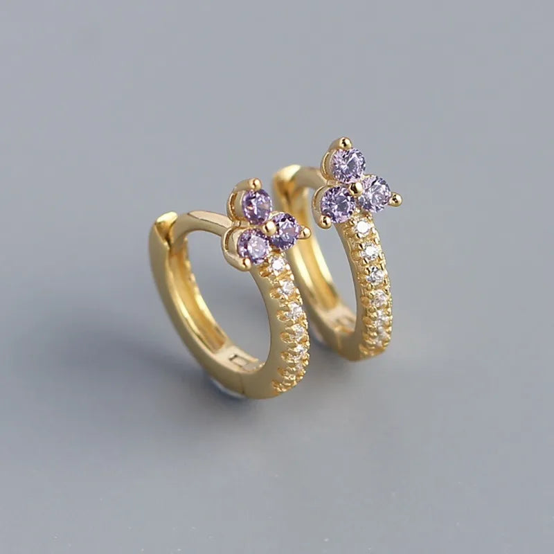 Colored Flower Zircon Earrings DS4843