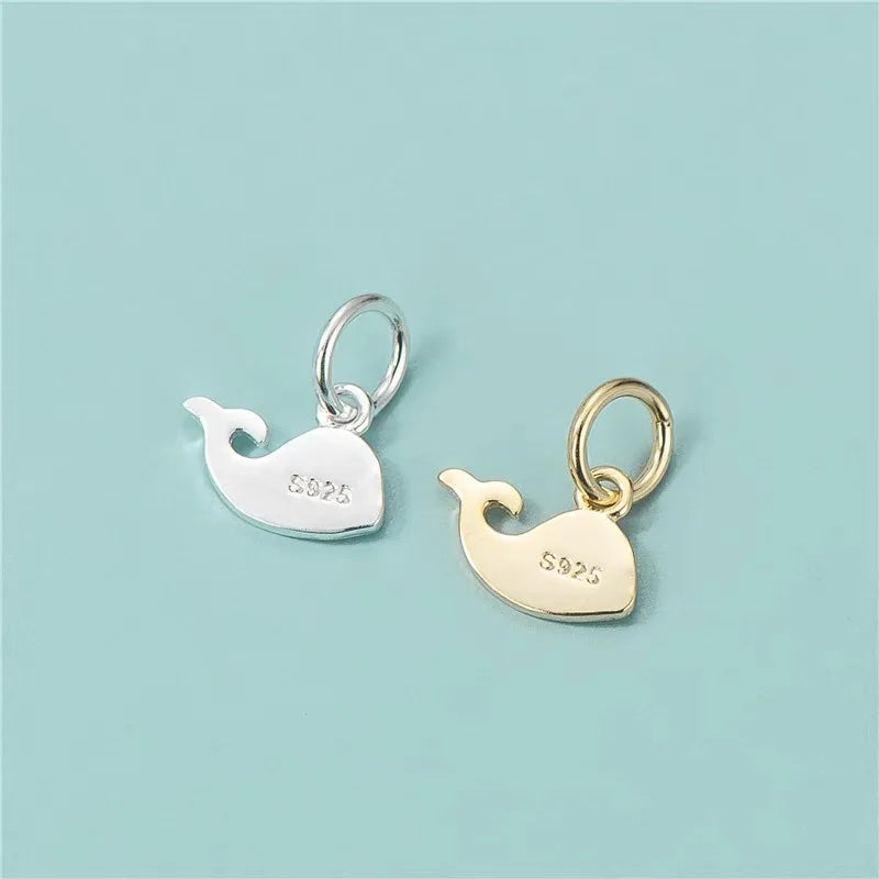 TrustDavis Real 925 Sterling Silver Fashion Little Dolphin Charm Pendant Handmade DIY Accessories Fine Jewelry Wholesale DZ1745