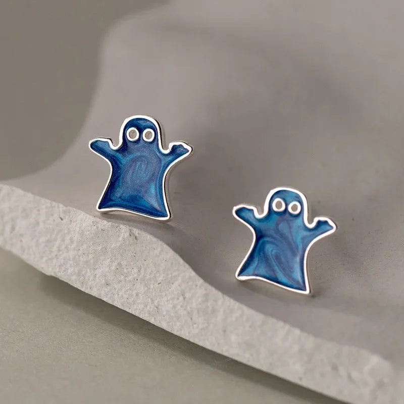 Trustdavis Girls 925 Sterling Silver Cute Blue Monster Stud Earrings Birthday Gift for Mom Daughter Kids Silver Jewelry DS3969