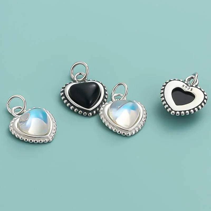 TrustDavis Real 925 Sterling Silver Personality Cute Heart Charm Pendant DIY Necklace Bracelet Accessories Jewelry DZ1075