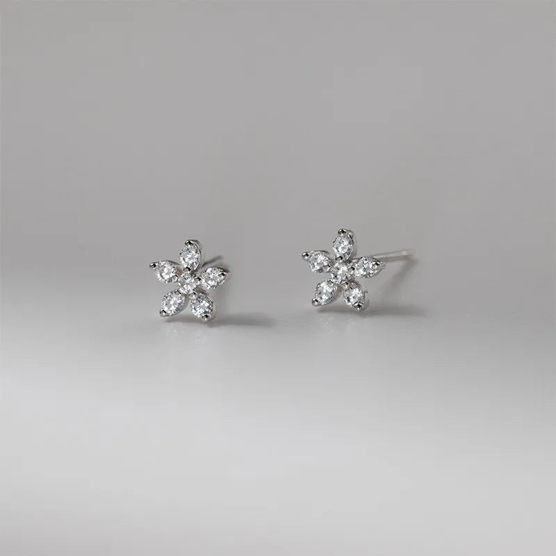 Fshion Cherry Blossom Zircon Stud Earrings for Women DS4965