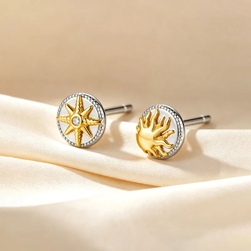 Stacked Sun and Star Zircon Earrings DS4920