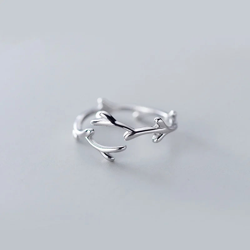 TrustDavis Fashion Ring 925 Sterling Silver Ring Sweet Branches Cocktail Girls Birthday Wish Gift For Women Fine Jewelry DS2702
