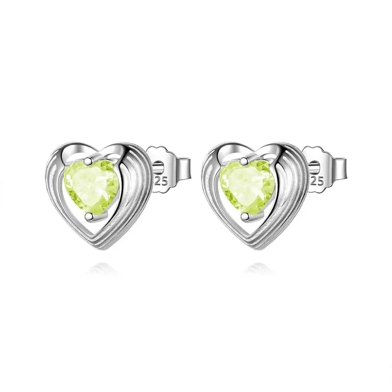 TrustDavis Girls Real 925 Sterling Silver Heart Colorful Zircon Stud Earrings for Sweet Daugther Fine S925 Jewelry DS4505