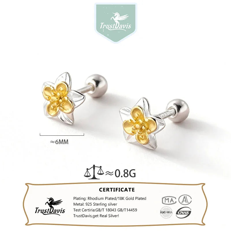 Two-tone Flower Screw Earrings DS4893