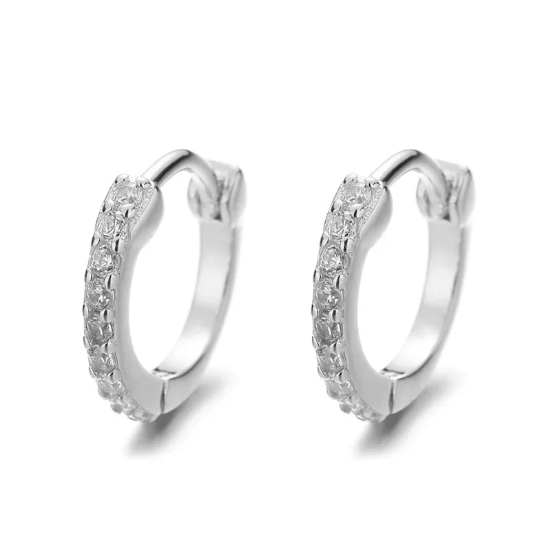 Real 925 Sterling Silver Fashion Sweet Shiny Hoop Earring DA2195