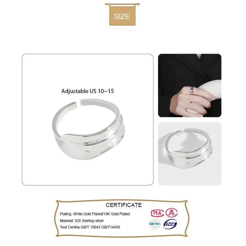 TrustDavis Real 925 Sterling Silver Geometric Leaves Adjustable Ring for Women Party Fine Jewelry DD1225