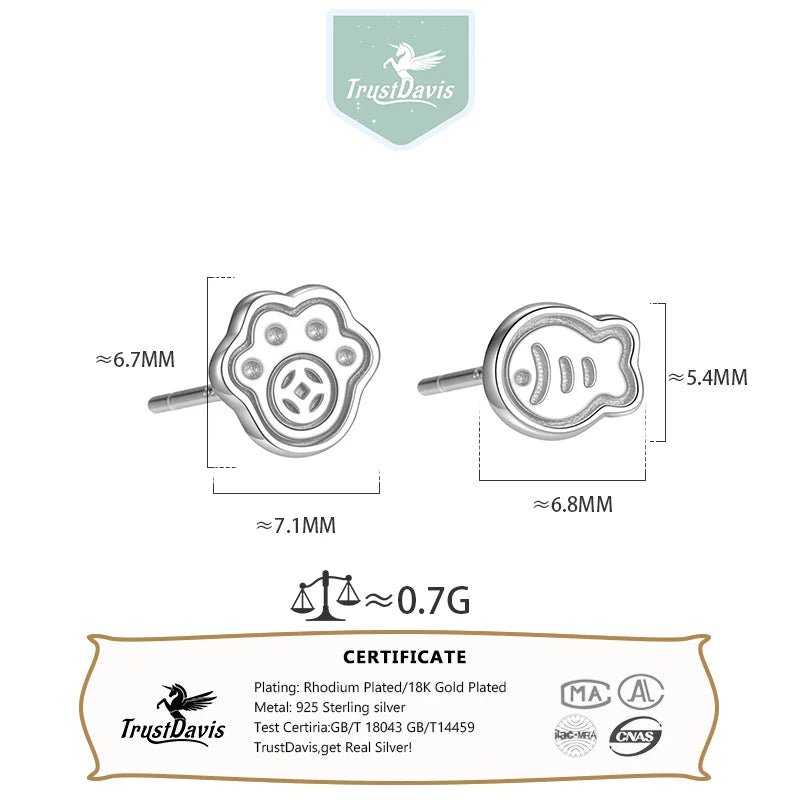 Fish and Bear Stud Earrings DS4799