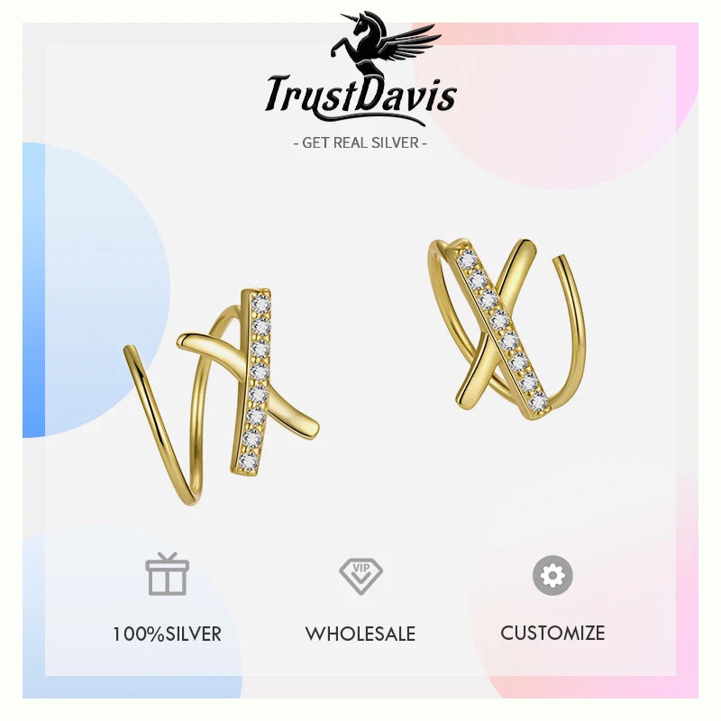 X-shaped Cross Earring Zircon Hooks for Women Girls Jewelry Gift DS4851