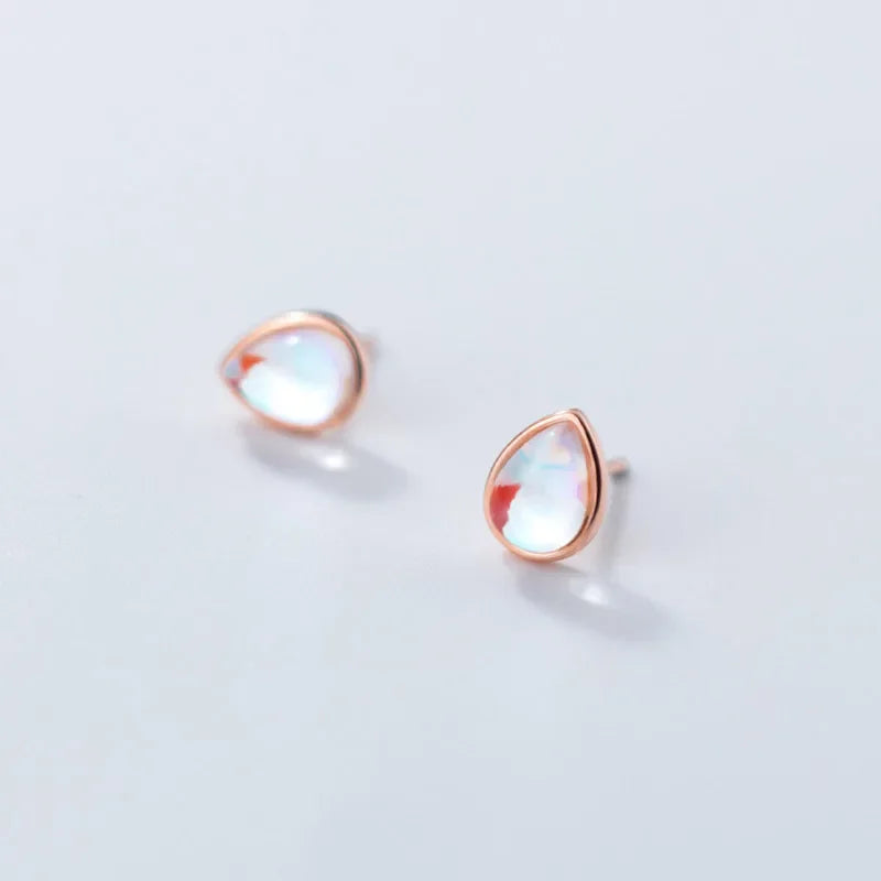 TrustDavis Real 925 Sterling Silver Synthetic Coloured Glaze Water Drop Charm Stud Earrings For Women Wedding Fine Jewelry DB390