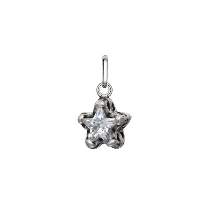 TrustDavis Real 925 Sterling Thia Silver Fashion Sweet Star Shiny CZ Charm Pendant Handmade DIY Accessories Fine Jewelry HY148
