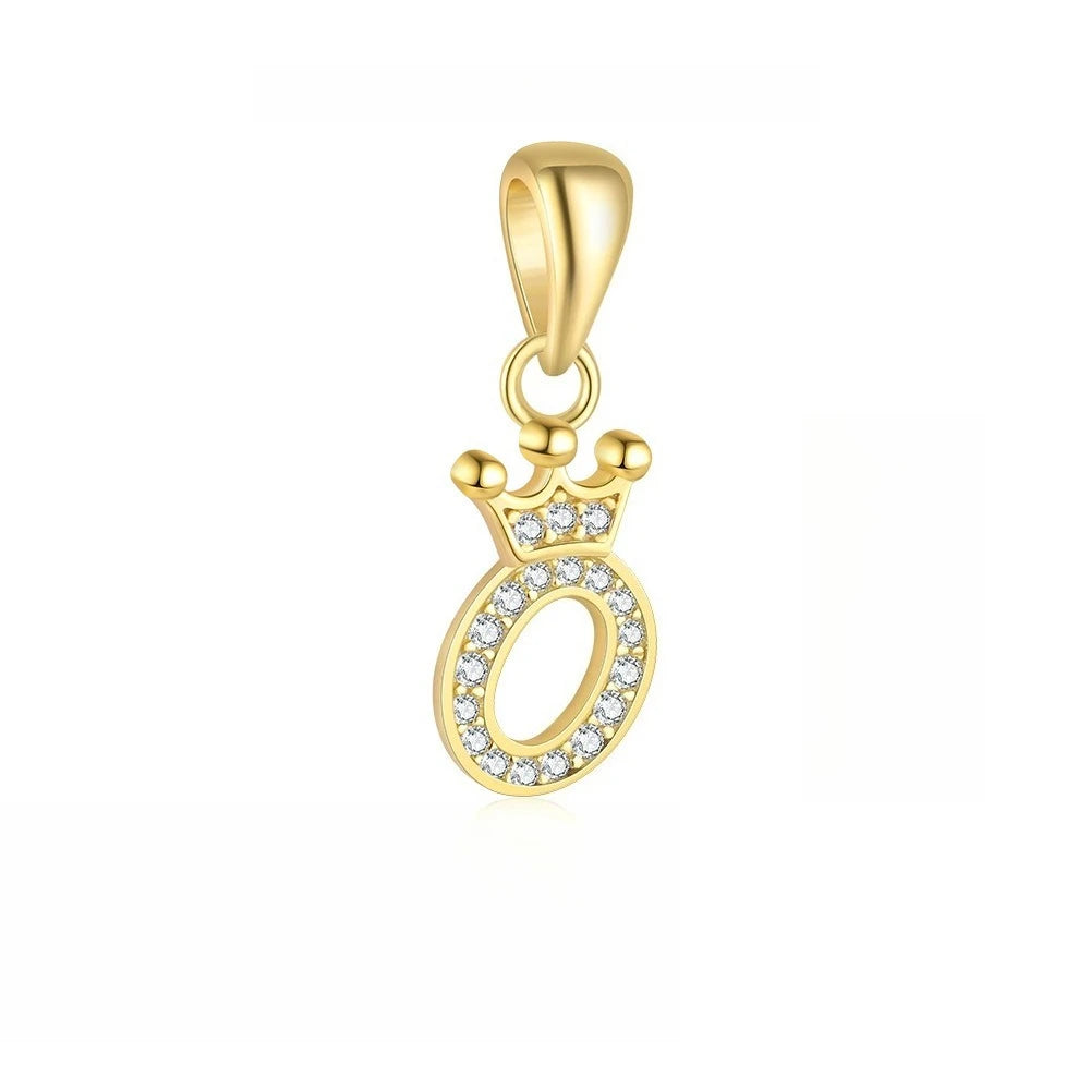 TrustDavis 925 Sterling Silver Women's Fashion Crown 26 Letter Pendant Zircon Necklace for Women Girls Jewelry Gift DS4445