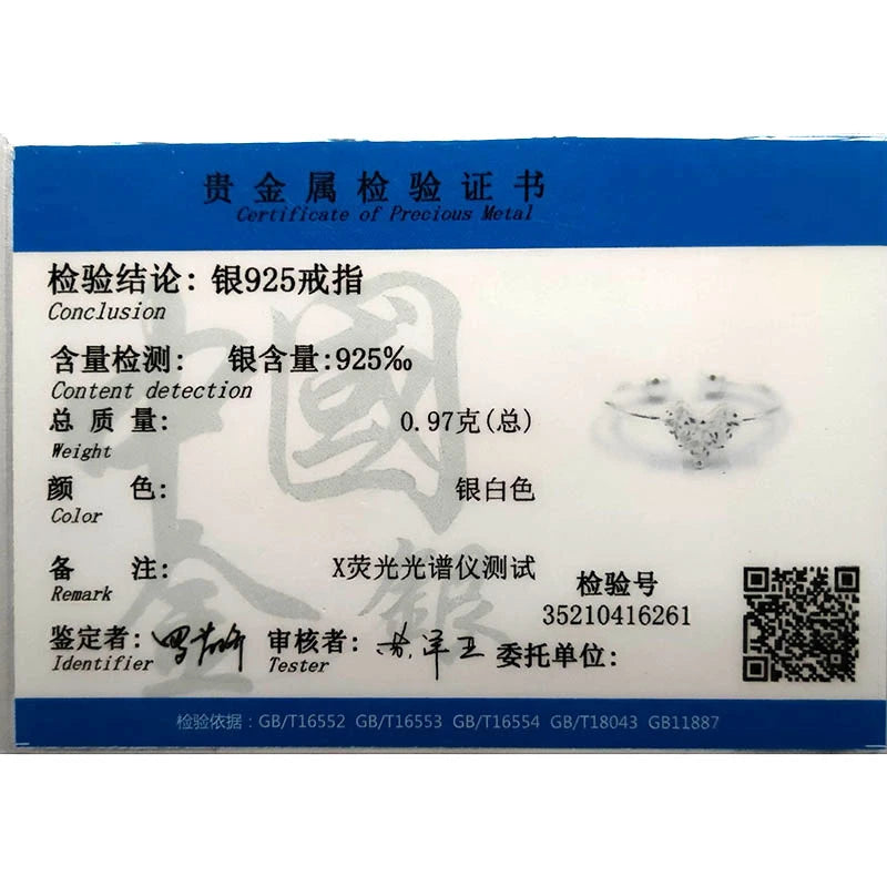 Trustdavis 925 Sterling Silver High Quality Heart Black White CZ Opening Ring Sizable For Women Girl Wife Birthday Present DS927