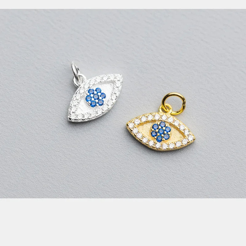 TrustDavis 2024 Real 925 Sterling Silver Fashion Sweet Eye Dazzling CZ Charm Pendant Handmade DIY Accessories Fine Jewelry HY354