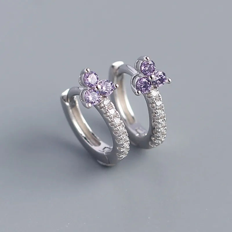 Colored Flower Zircon Earrings DS4843