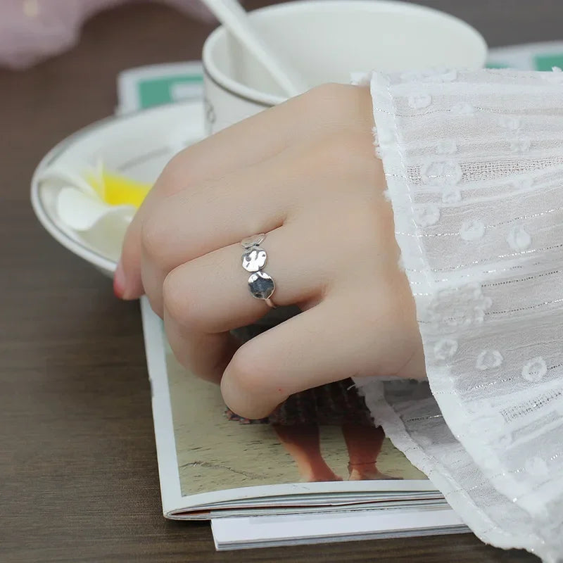 TrustDavis Real 925 Sterling Silver Fashion Sweet Irregular Ellipse Opening Ring For Women Wedding Party Fine Jewelry DB1032