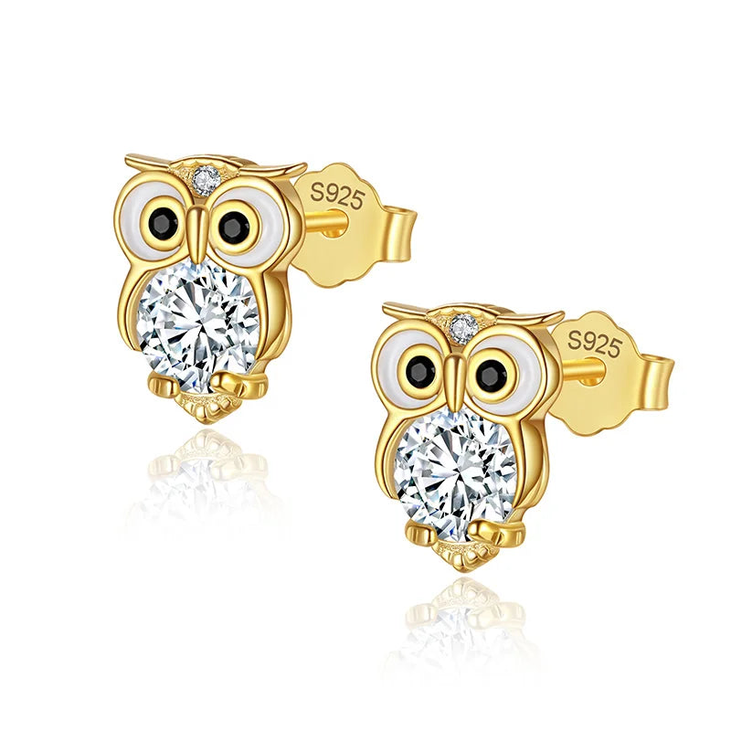 Sweet Asymmetric Bird Branch CZ Charm Stud Earrings DB422