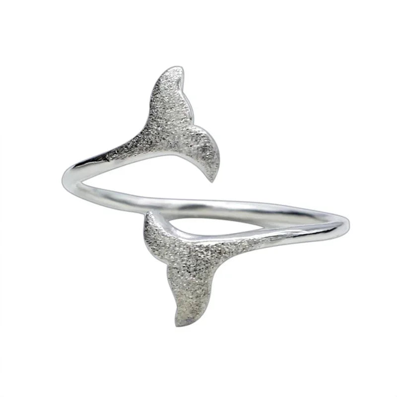 Trustdavis 100% 925 Sterling Silver Sweet Double Mermaid Tail Adjustable Rings For Women Wedding Party S925 Ring Jewelry DS586