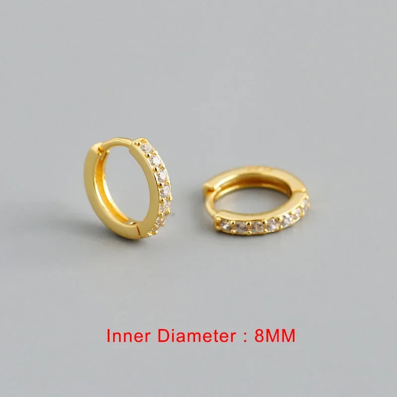 TrustDavis Luxury 925 Sterling Silver Fashion White Zircon Charm Hoop Earring For Fashion Women Wedding Party Jewelry DA2725