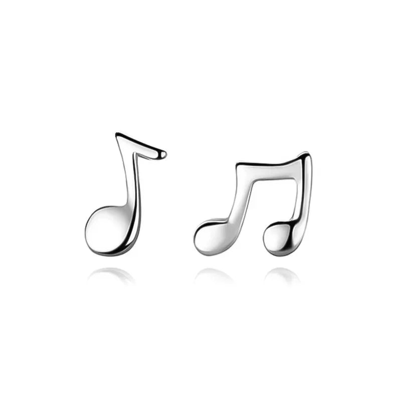 TrustDavis Real 925 Sterling Silver Women's Jewelry Fashion Small Music Note Stud Earrings Gift For Girls Kid Lady Women DS433
