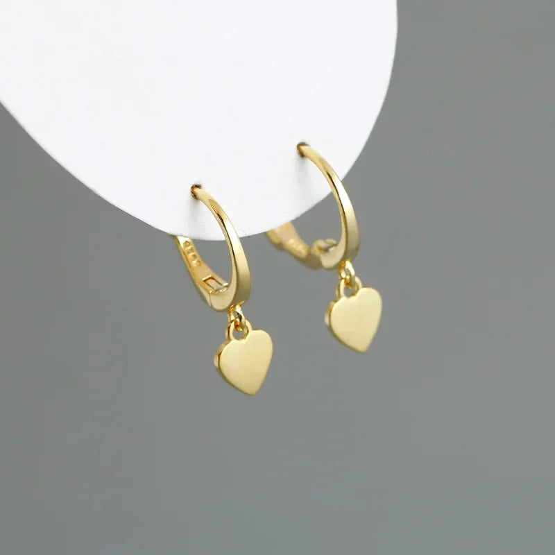 TrustDavis Authentic 925 Sterling Silve Fashion Romantic Heart Charm Hoop Earrings For Women Wedding Party Fine Jewelry DA2114