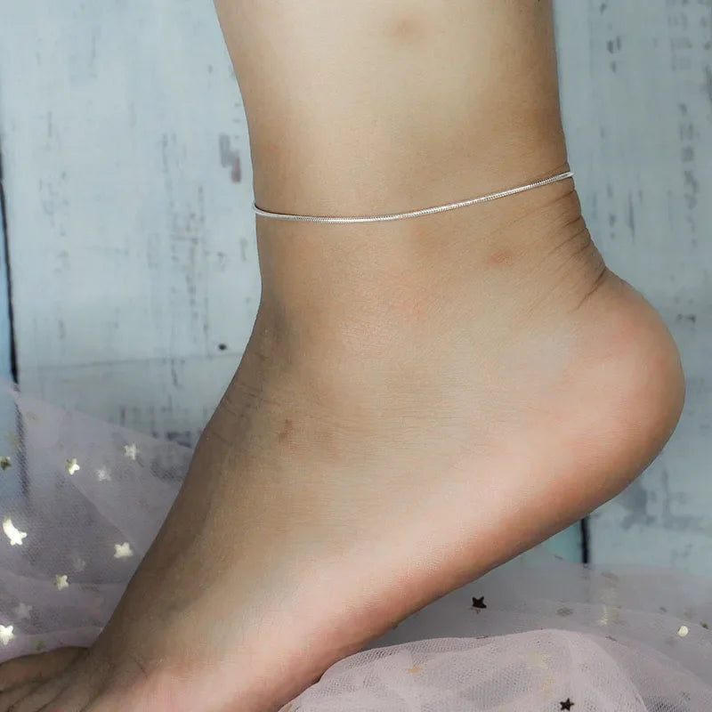 TrustDavis authentic 925 Sterling Silver Fashion Snake Chain Bracelet Anklets For Women Valentine's Day Birthday Jewelry DA1217