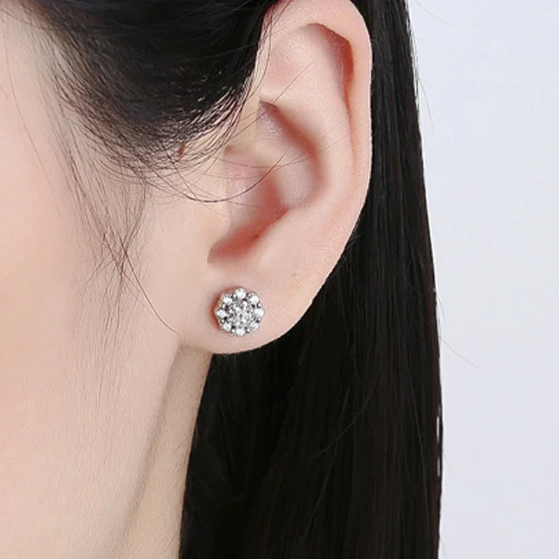 Trustdavis Real 925 Sterling Silver Fashion Cute Stars Planets Stud Earrings for Women Wedding Birthday Present Jewelry DA3207