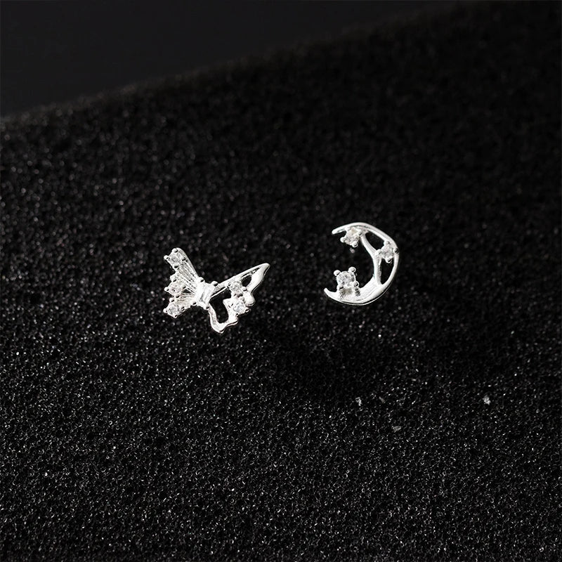 Cute Butterfly Moon Charm Stud Earrings DS4170