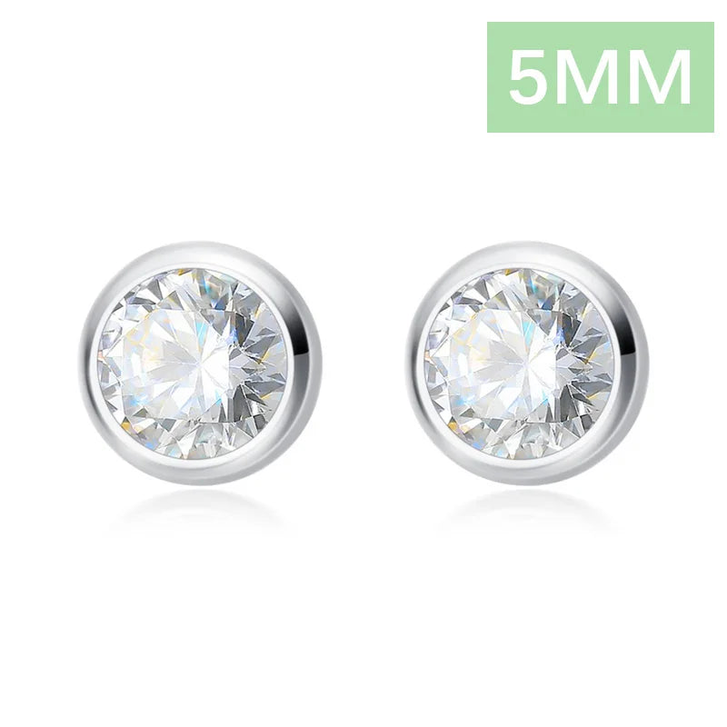 TrustDavis 925 Sterling Silver Tiny Dazzling Round CZ 4mm 5mm 6mm Stud Earring For Women Girls Kids Silver 925 Jewelry Gift DT55