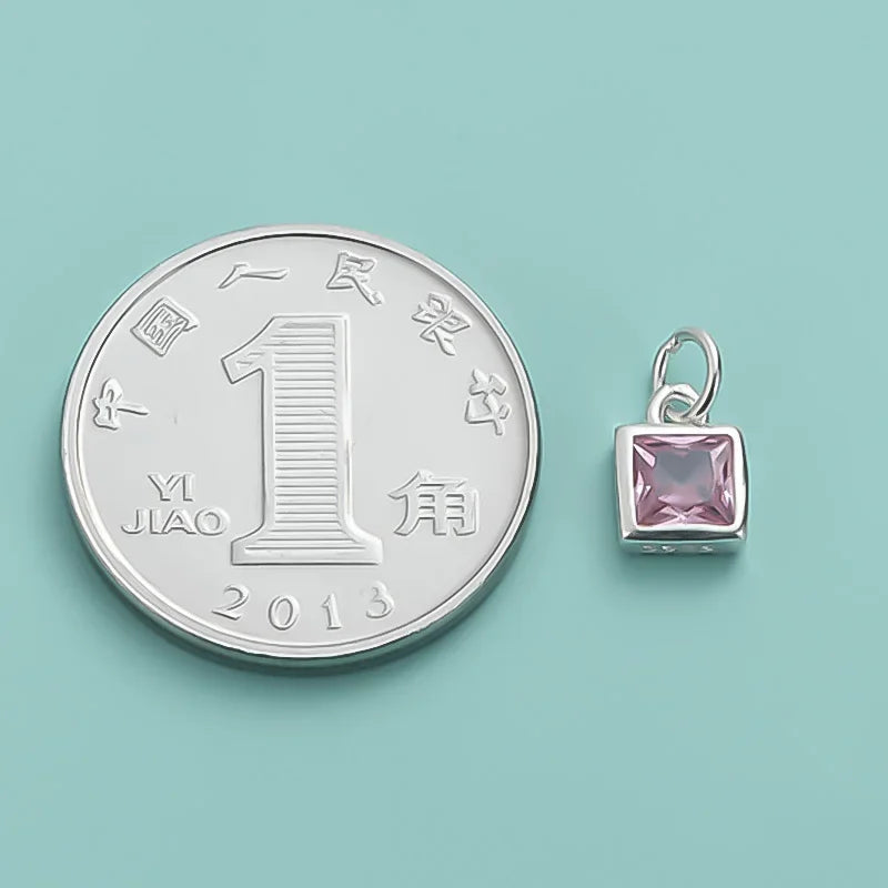 Square Zircon Pendant DIY Accessories Jewelry DZ1033