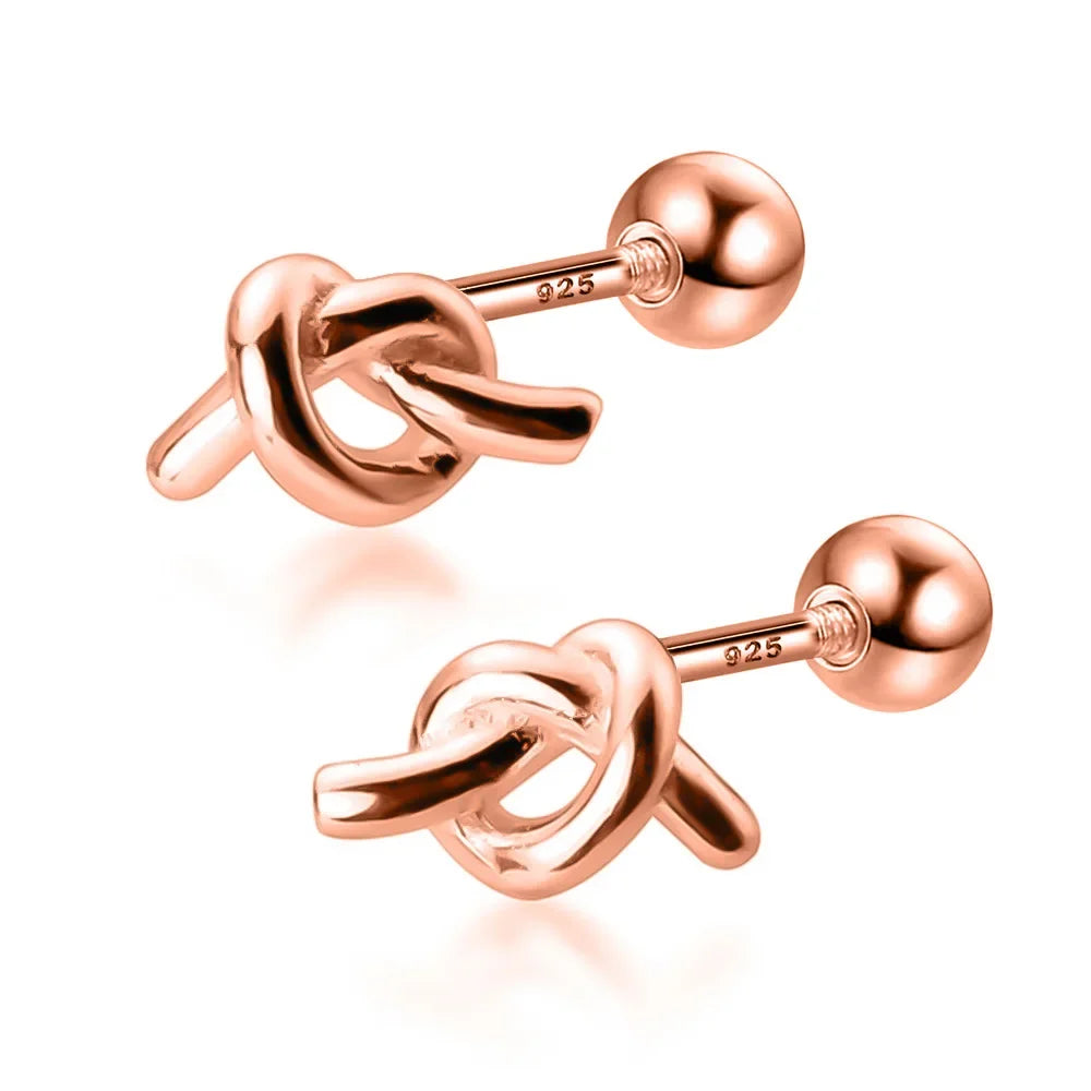 TrustDavis Real 925 Sterling Silver Knot Screw Stud Earrings For Women Children Baby Girls Kids Mini Minimalist Jewelry DA1870