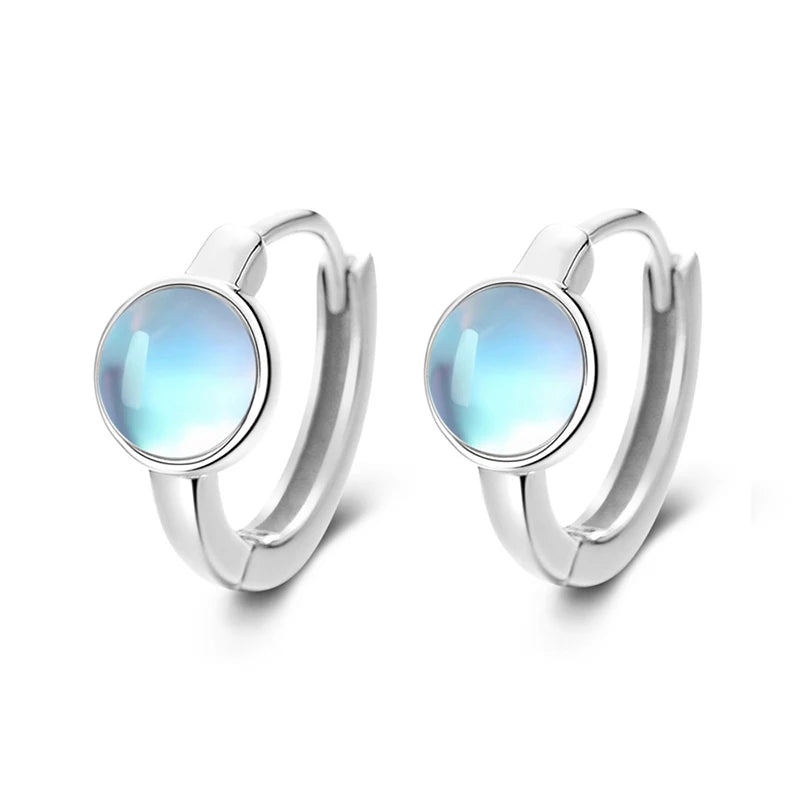 Moon Stone Hearts Round Hoop Earrings DS3602