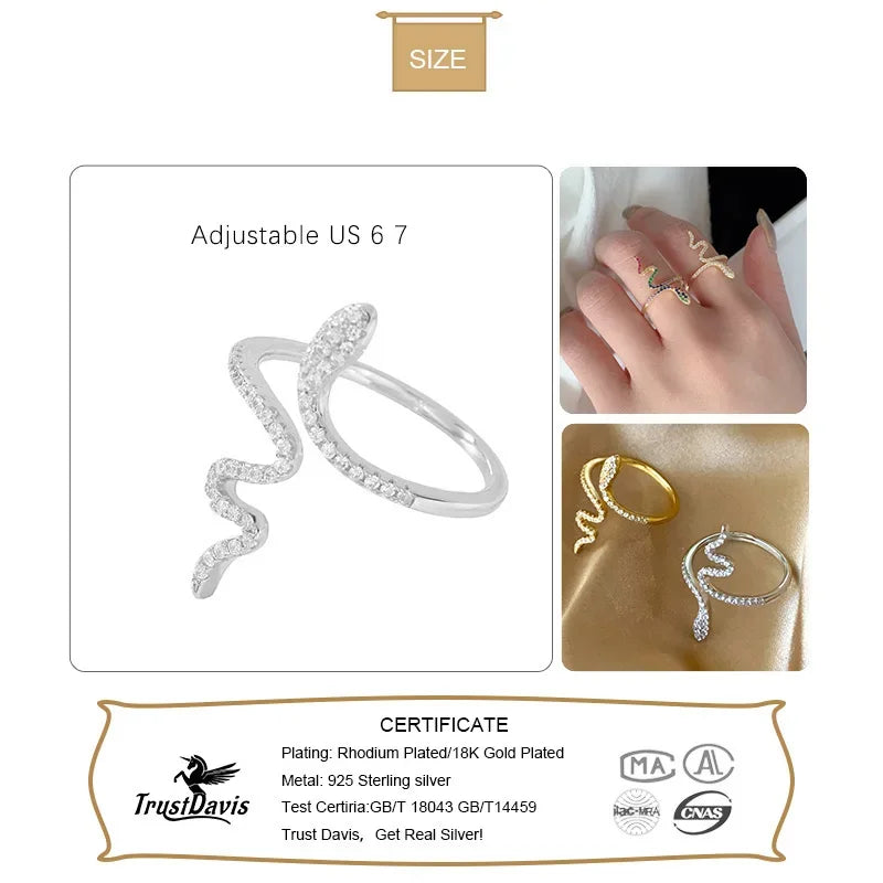 Snake Dazzling Zircon Opening Rings DA2434