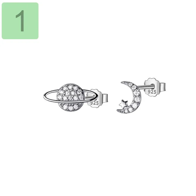 Version Diamond-studded Planet Star Moon Earrings DB1305